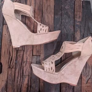 Sold - Tan Suede Wedge
